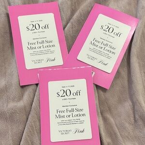 Victoria's Secret Pink 3 $20 Off Coupons - Pink